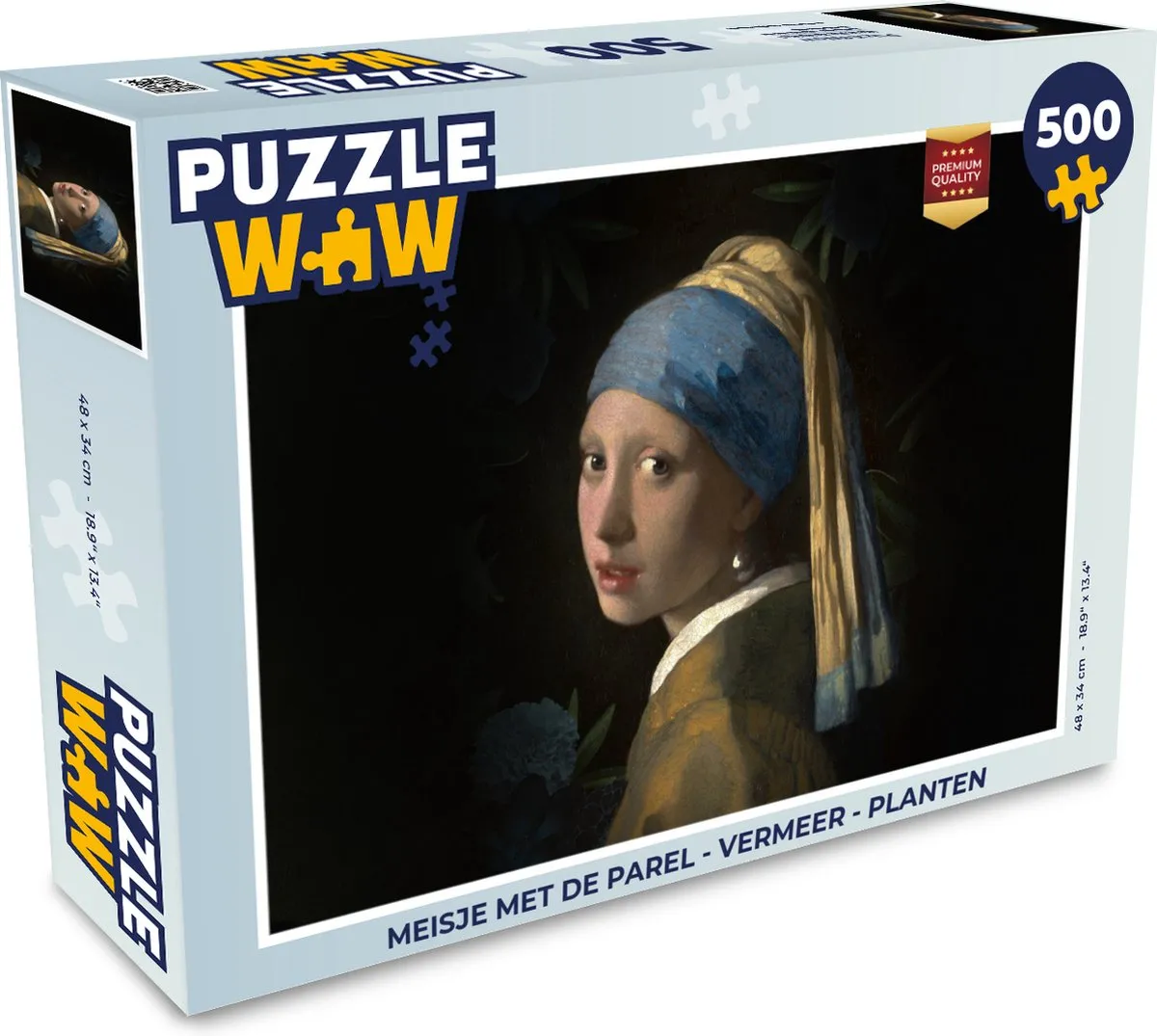PuzzleWow Vermeer Meisje met de parel Legpuzzel 500 Stuks