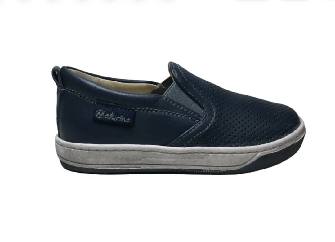 Naturino Mt 25 effen lederen slip on instappers Savona navy