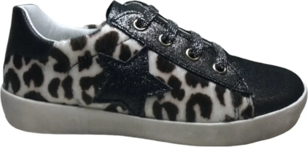 Naturino Mt 31 veter/rits bling bling zwarte ster lederen sneakers Annie zwart l