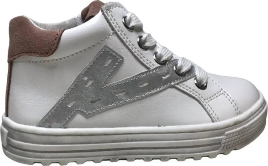 Naturino mt 24 veter rits hoge lederen sneakers Snip High wit roze silver