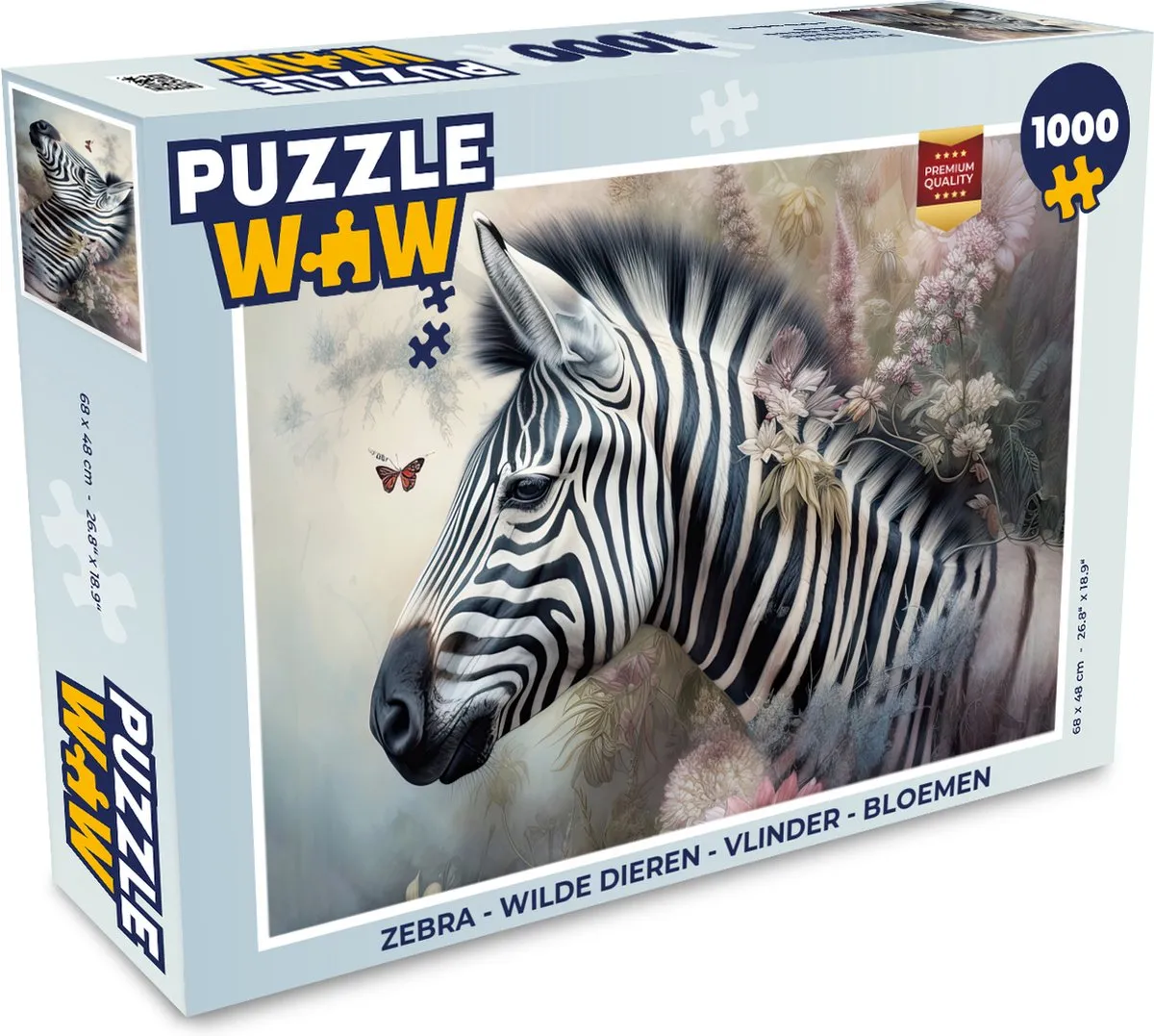 PuzzleWow Zebra Wilde Dieren Legpuzzel 1000 Stuks - Multicolor