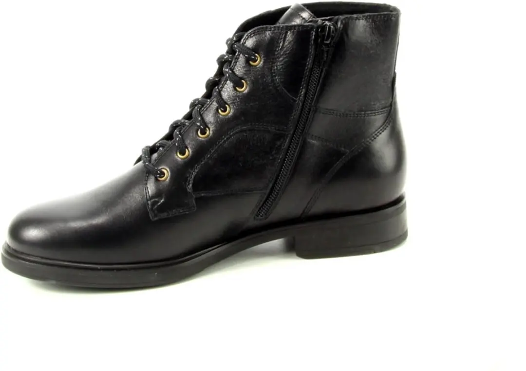 Durea Dames Veterboot 9832-2183 - Wijdte K - Zwart Leer - Maat 43