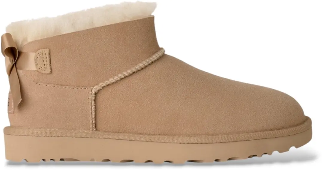 UGG Leren Ultra Mini Bailey Bow enkellaarsjes