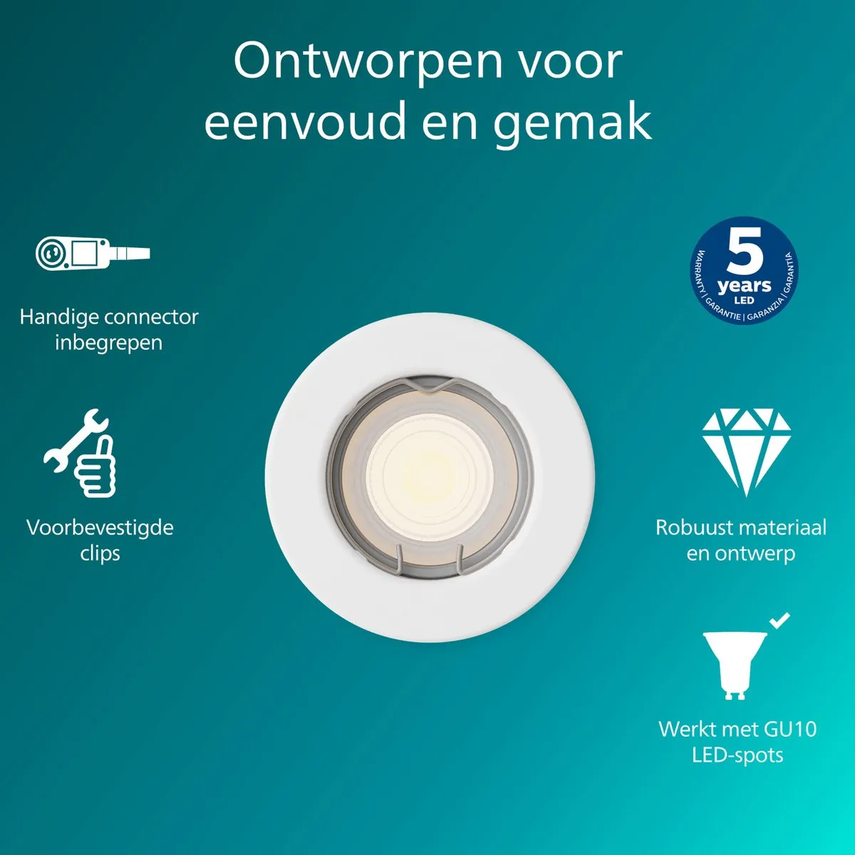 Philips Peridot Inbouwspot GU10 - Wit - 7W