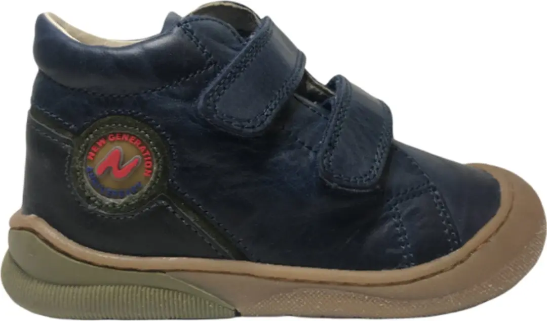 Naturino mt 24 velcro bumper ronde logo lederen sneakers Dot navy groen