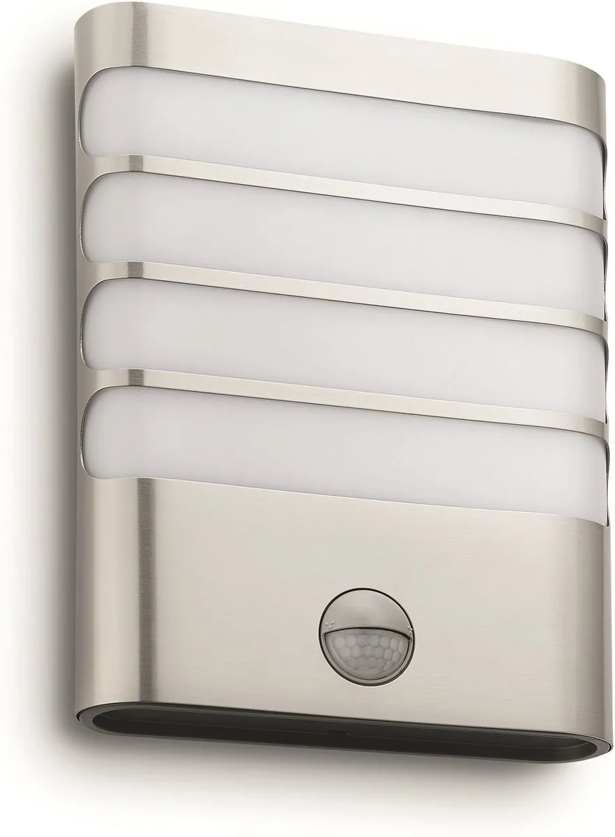 Philips Raccoon buitenwandlamp - met sensor - 1-lichts - RVS