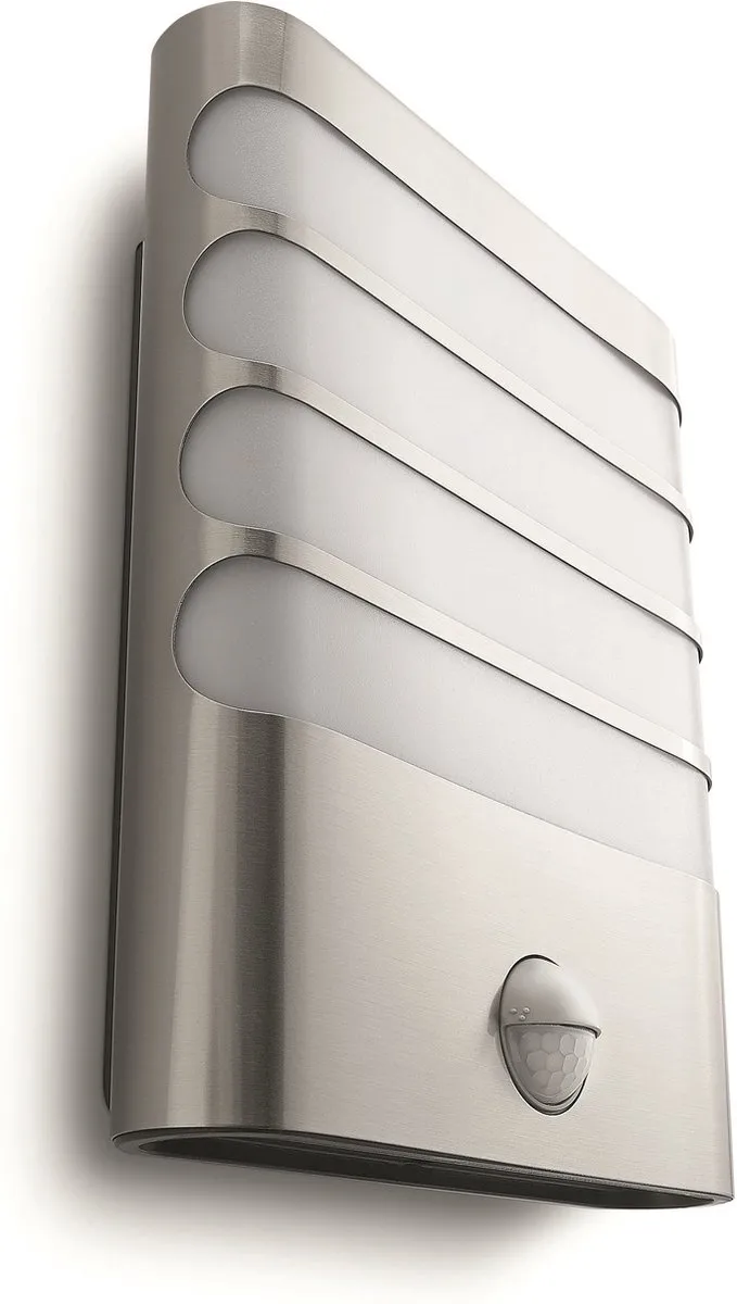 Philips Raccoon buitenwandlamp - met sensor - 1-lichts - RVS