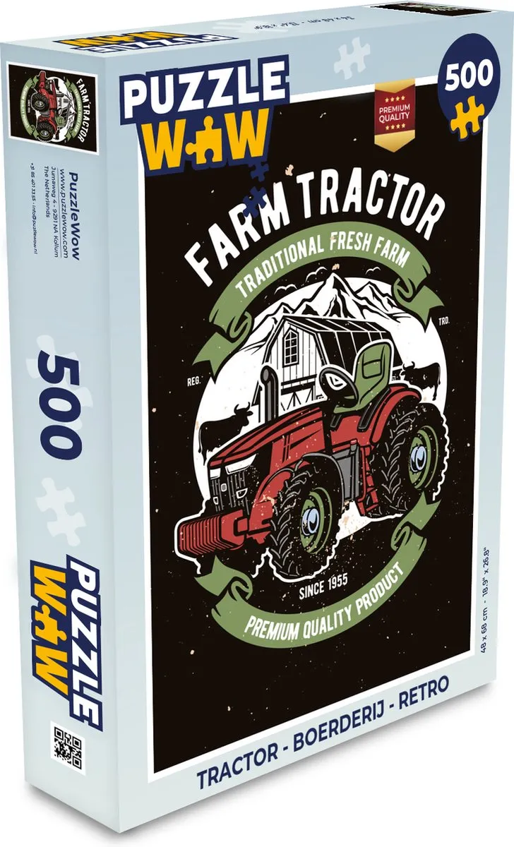 PuzzleWow Tractor Boerderij Legpuzzel 500 Stuks - Multicolor