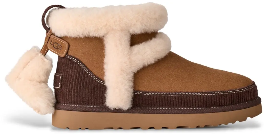 UGG Bruine Classic Mini Heritage leren enkellaarsjes
