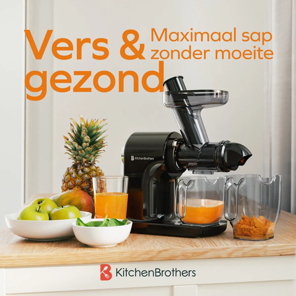 KitchenBrothers KB1004119 Slowjuicer - 150W - 500ml - Zwart