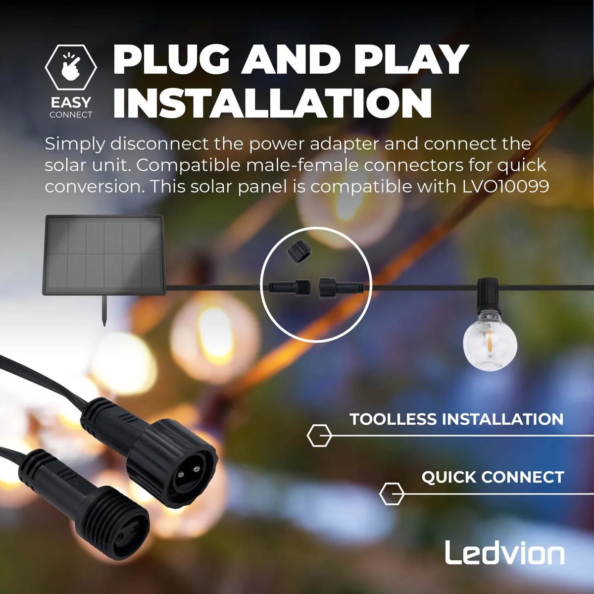 LEDVION Solar LED Paneel 10W 30x30cm - IP44 - afbeelding 6 van 6