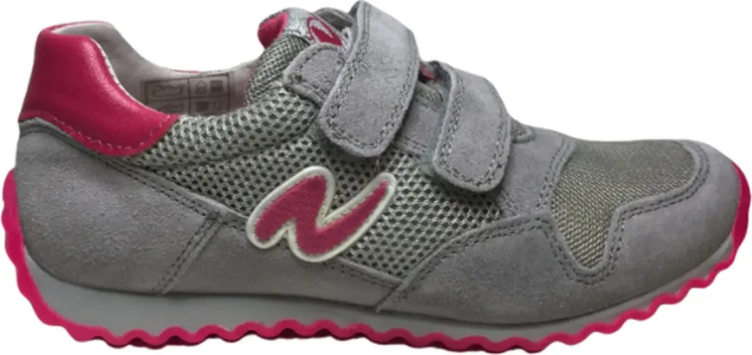 Naturino Mt 29 velcro's lederen sportieve sneakers Sammy grijs fuxia