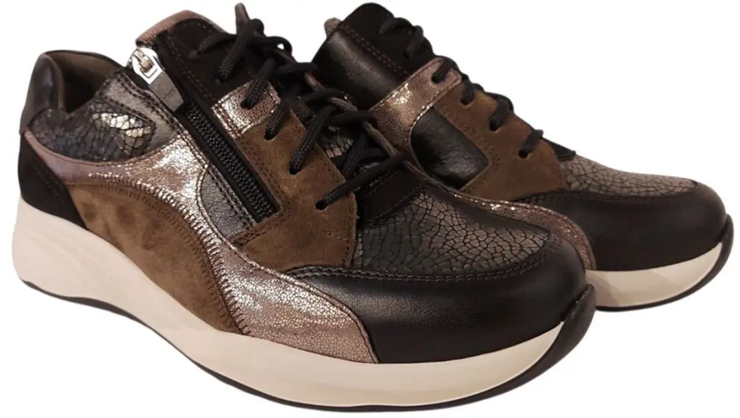 Durea Sneaker 6318 608 2266 - Zwart/Gunmetal/Olive - Wijdte K