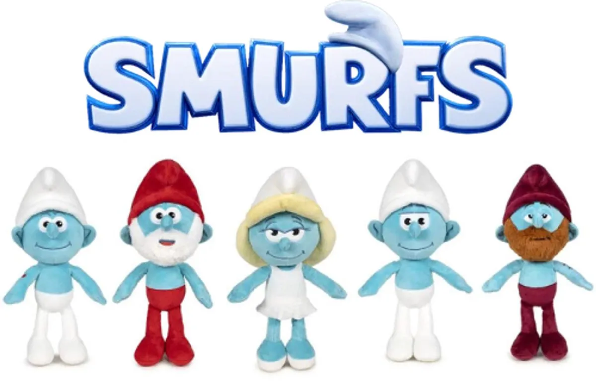 De Smurfen Vrolijke Smurf Pluche Knuffel 32cm