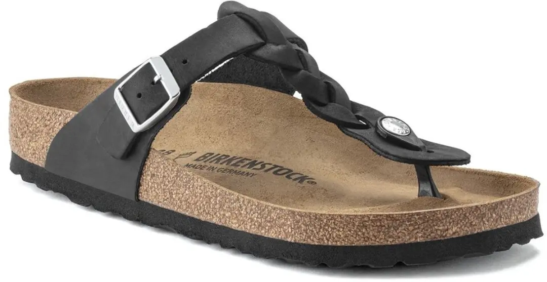 Birkenstock Gizeh Leren Sandalen Gevlochten Zwart Leer Leder Maat 40 UK 7