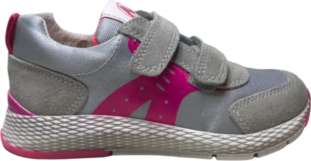Naturino mt 26 velcro's lederen sportieve sneakers Arik grijs fuxia
