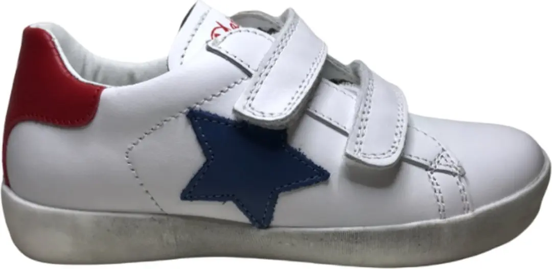 Naturino Mt 20 velcro's blauwe ster lederen sneakers Annie Wit rood