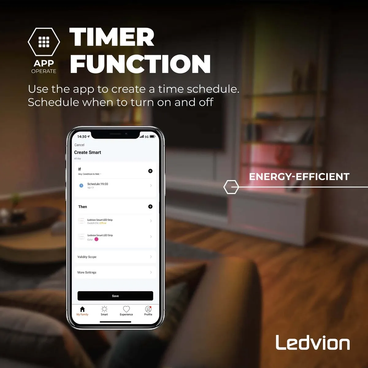LEDVION SMART LED-Strip 10M RGBIC - 12V 12W