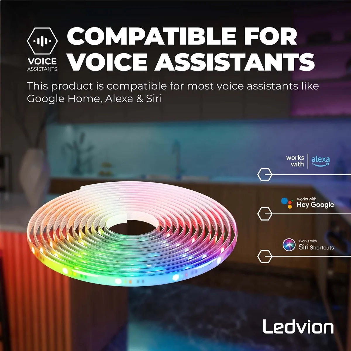 LEDVION SMART LED-Strip 10M RGBIC - 12V 12W