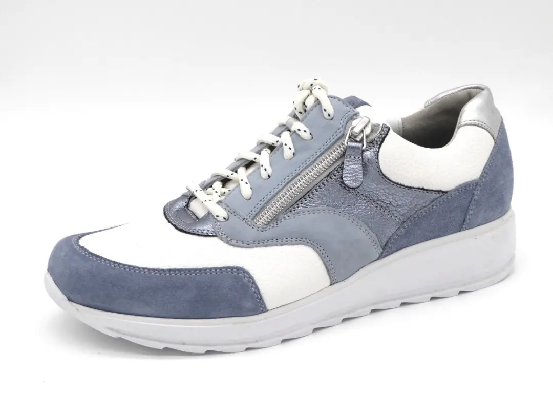 Dames Veterschoenen Durea 6279-685-1490 Savoia/wit/matzi Jeansblauw