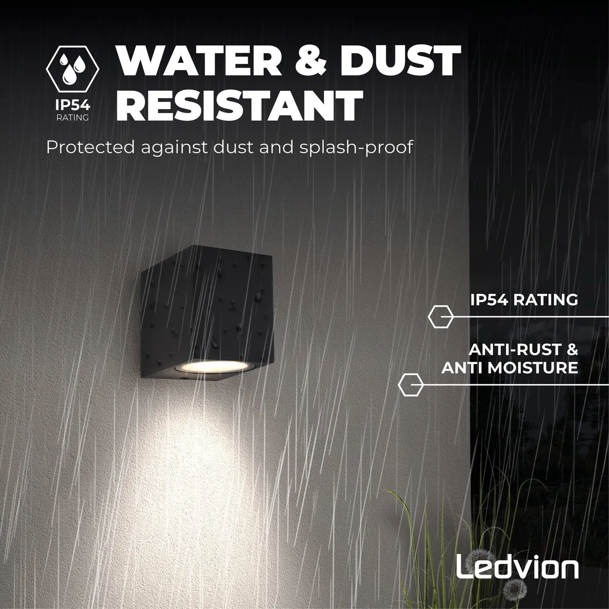 Ledvion San Diego LED Wandlamp GU10 - Zwart