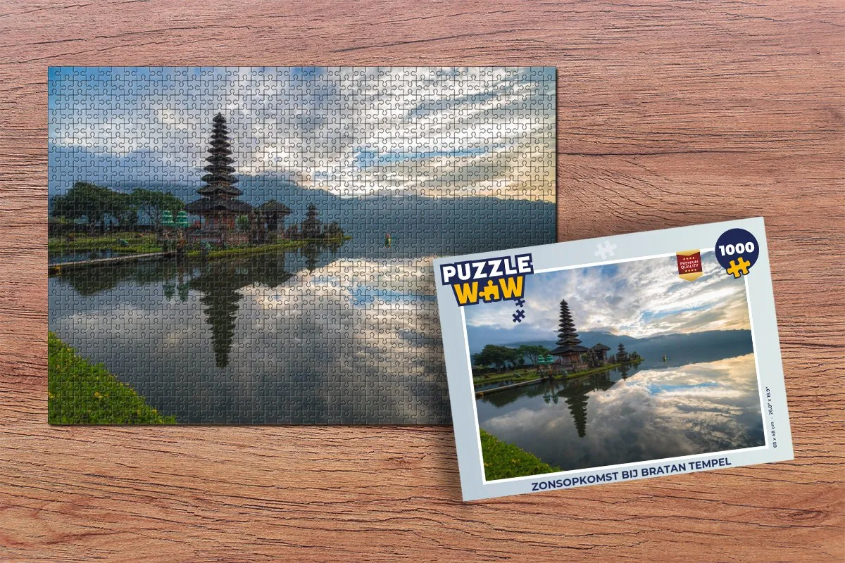 PuzzleWow Zonsopkomst Bratan Tempel Legpuzzel 1000 Stuks - Multicolor