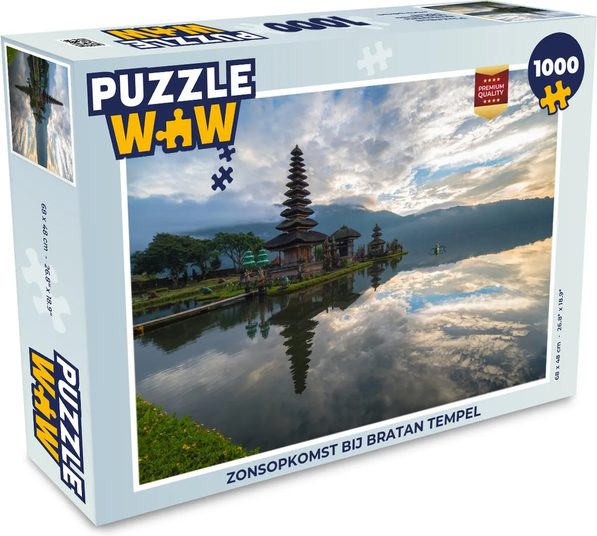 PuzzleWow Zonsopkomst Bratan Tempel Legpuzzel 1000 Stuks - Multicolor