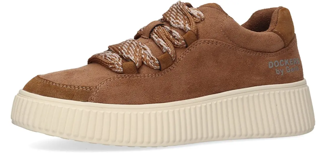 Dockers by Gerli dames plateau sneaker 55KJ204-772300 veterschoen bruin