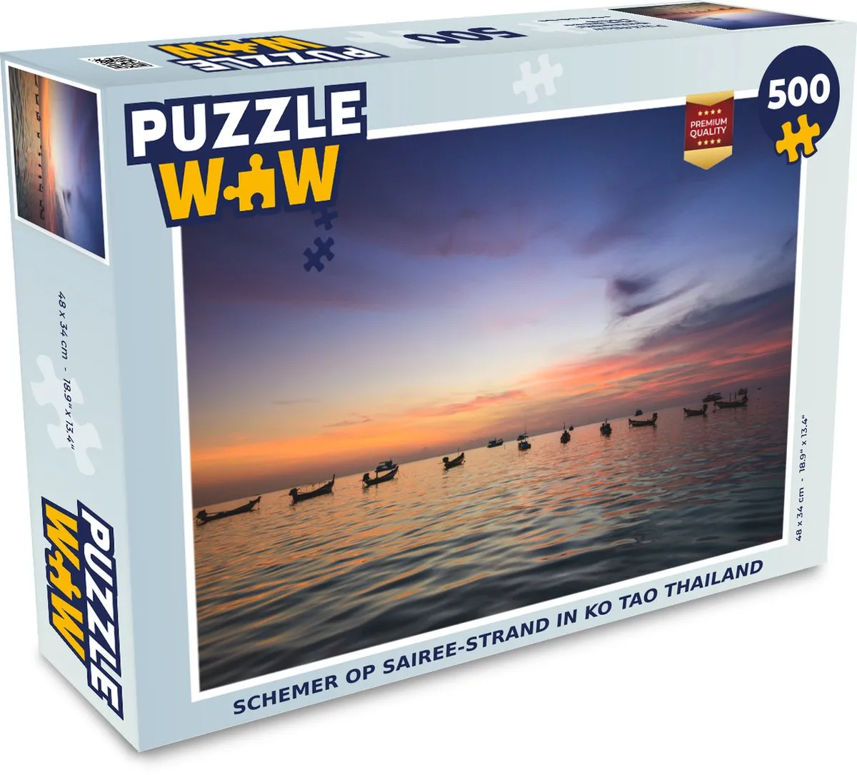 PuzzleWow Legpuzzel Schemer op Sairee-Strand Ko Tao Thailand 500 Stuks - Multicolor