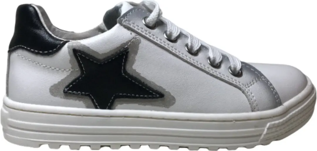 Naturino Mt 29 veter/rits zwarte ster lederen sneakers Kokie Wit Grijs