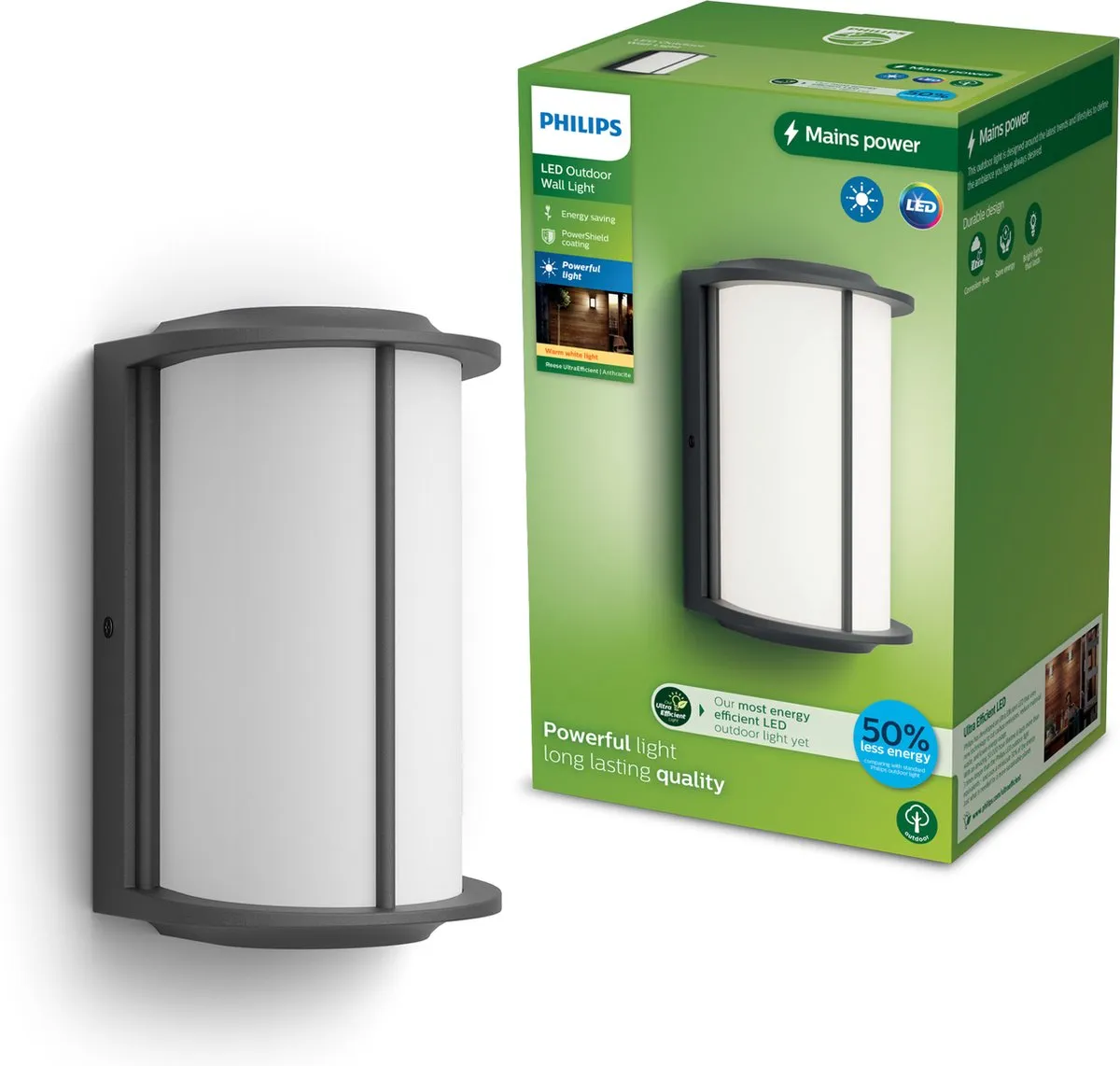 Philips Reese Wandlamp 4.3W Warmwit - Antraciet