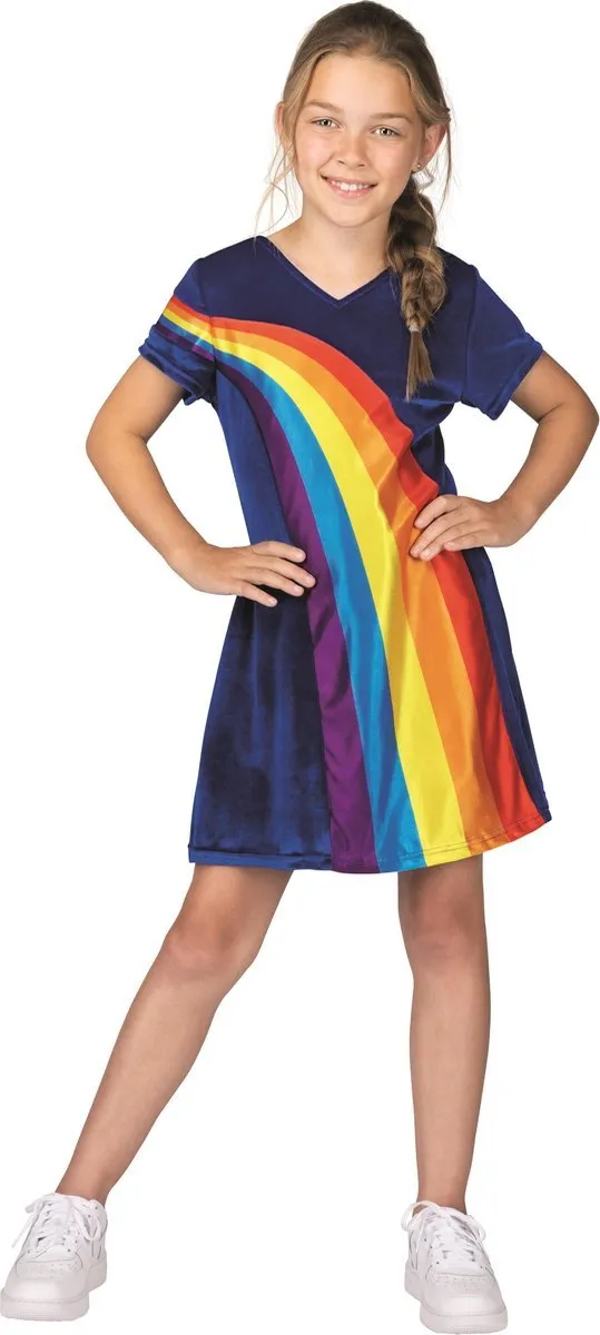 K3 Regenboogjurk 116 - Multicolor met Glitterarmband