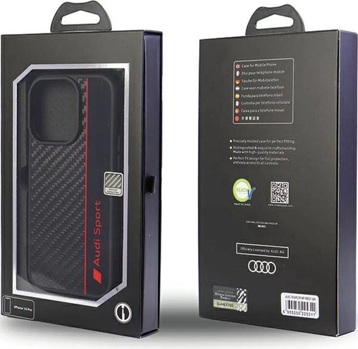 Audi Sport Carbon Fiber Back Case - iPhone 14 Pro - Zwart