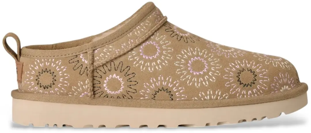 UGG Classic Micro Sun Stitch leren enkellaarsjes lichtbruin