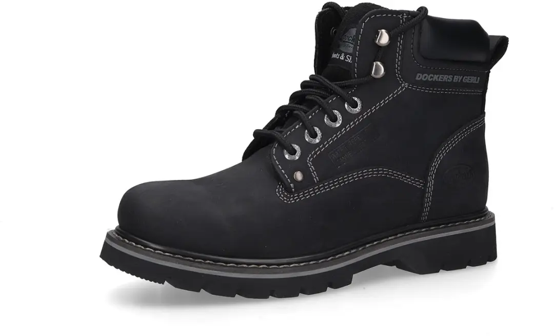 Dockers by Gerli heren leren veterschoenen 23DA004-400100 laarzen zwart