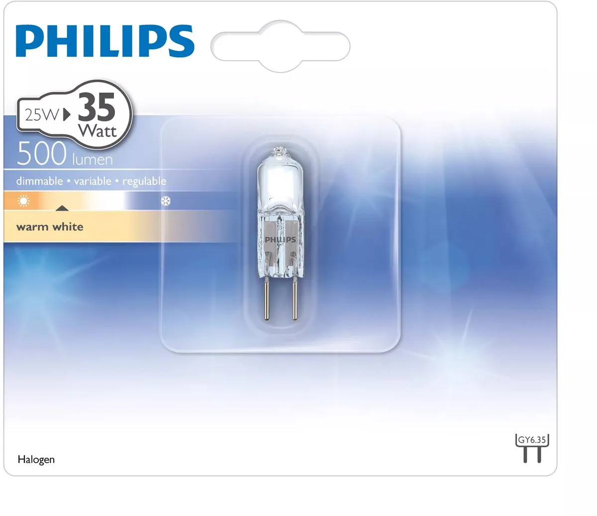 Philips GY6.35 Halogeenlamp 12V 26W 2700K - Warm Wit