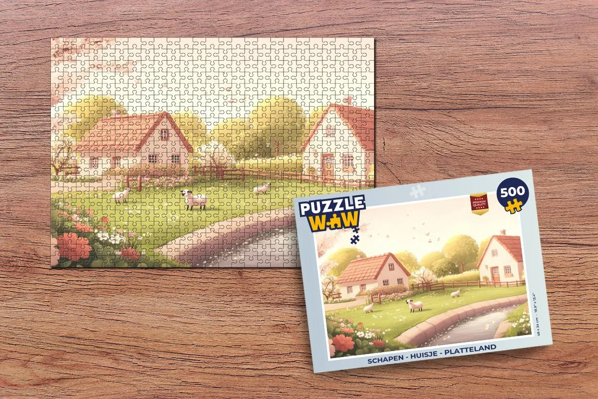 PuzzleWow Platteland Legpuzzel 500 Stuks - Huisjes