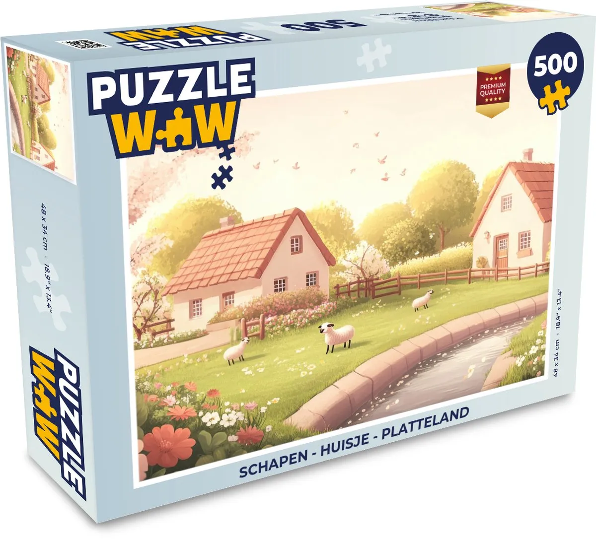 PuzzleWow Platteland Legpuzzel 500 Stuks - Huisjes