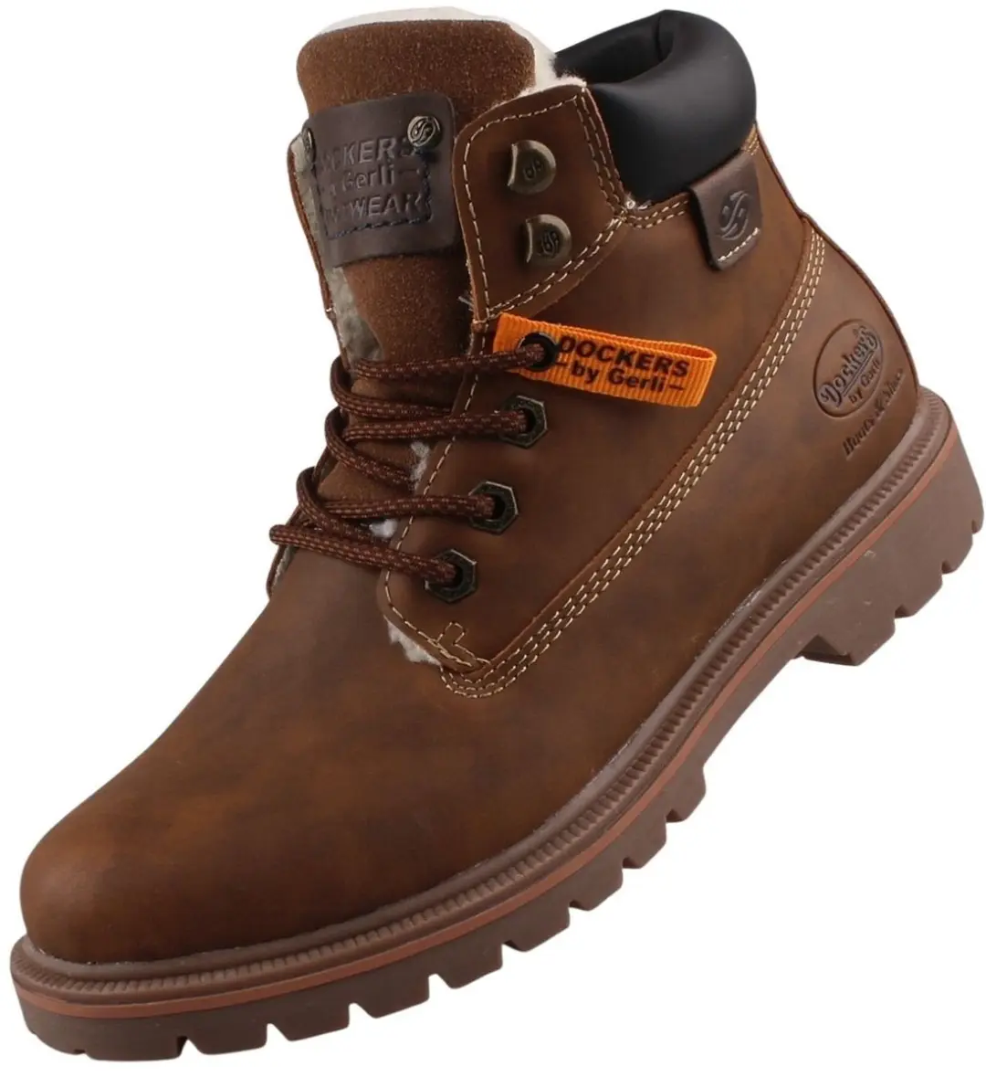 Dockers by Gerli dames enkellaars bruin gevoerd
