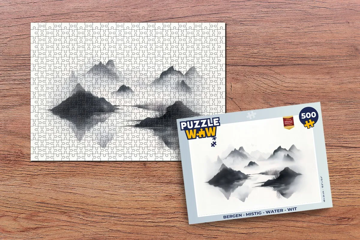 PuzzleWow Bergen Mistig Legpuzzel 500 Stuks - Wit