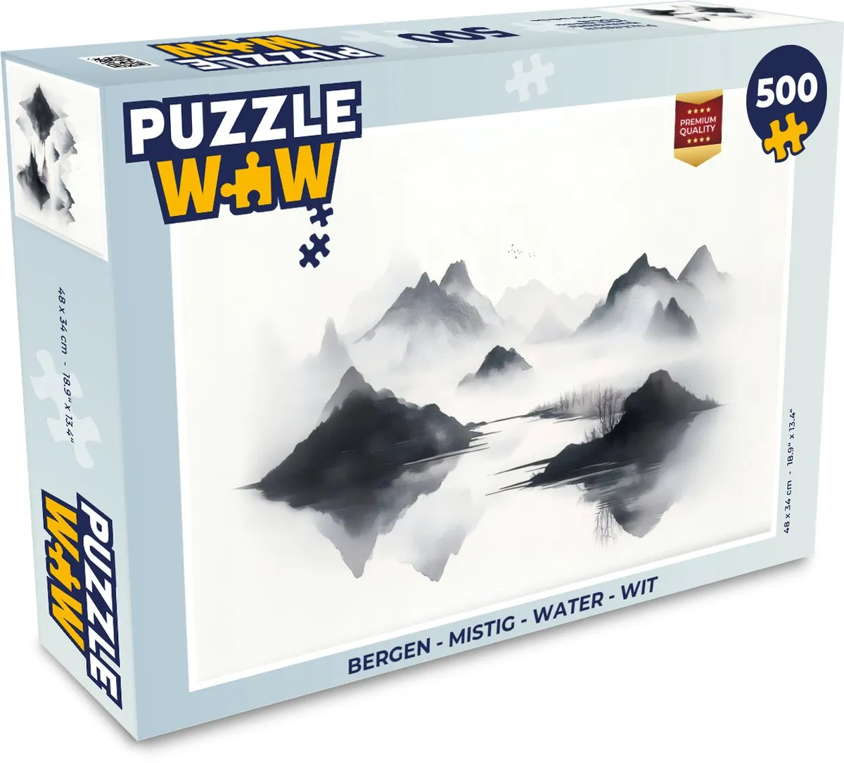 PuzzleWow Bergen Mistig Legpuzzel 500 Stuks - Wit