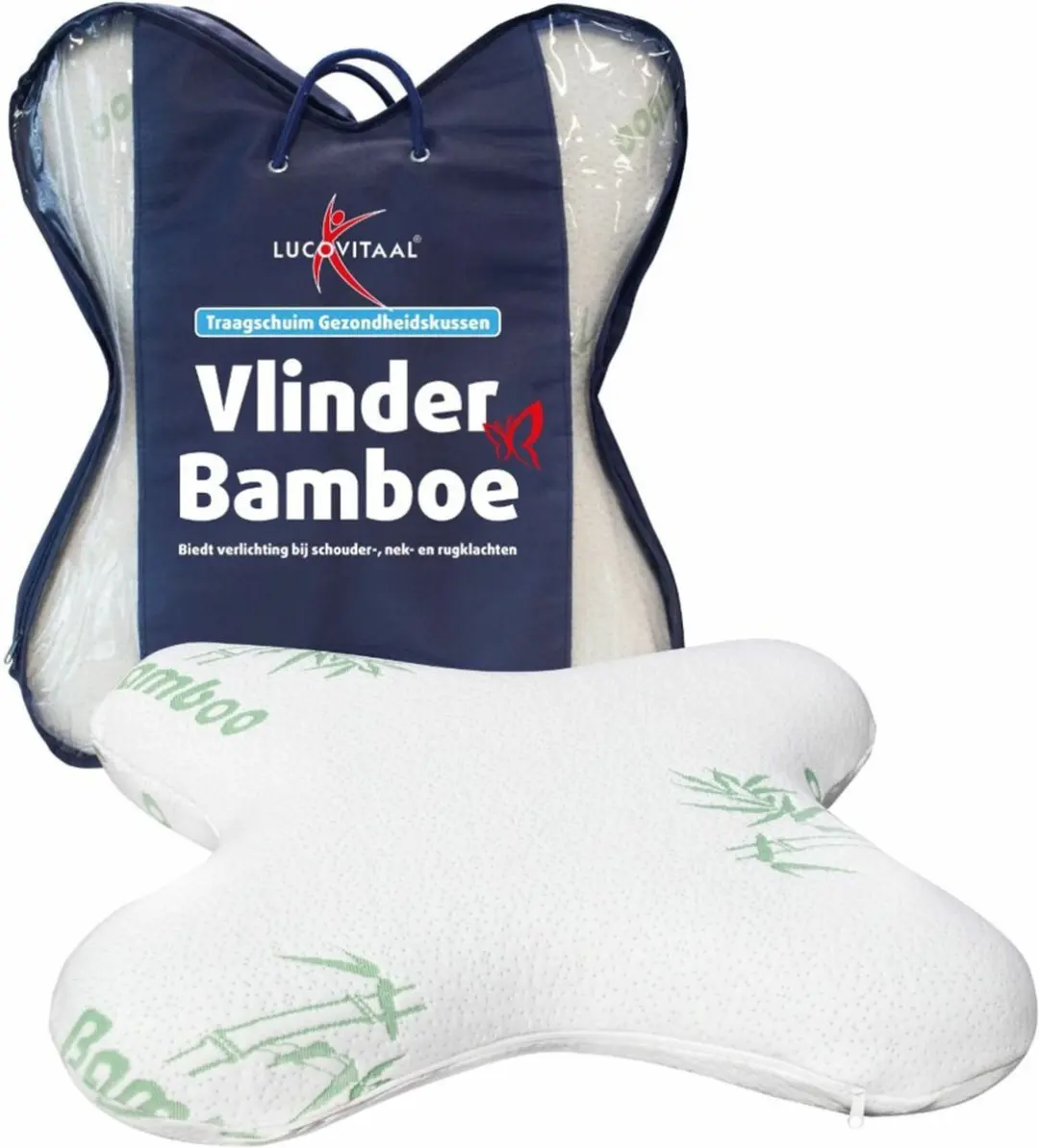 Lucovitaal Vlinderkussen Bamboe - 56x46cm Wit - afbeelding 3 van 3
