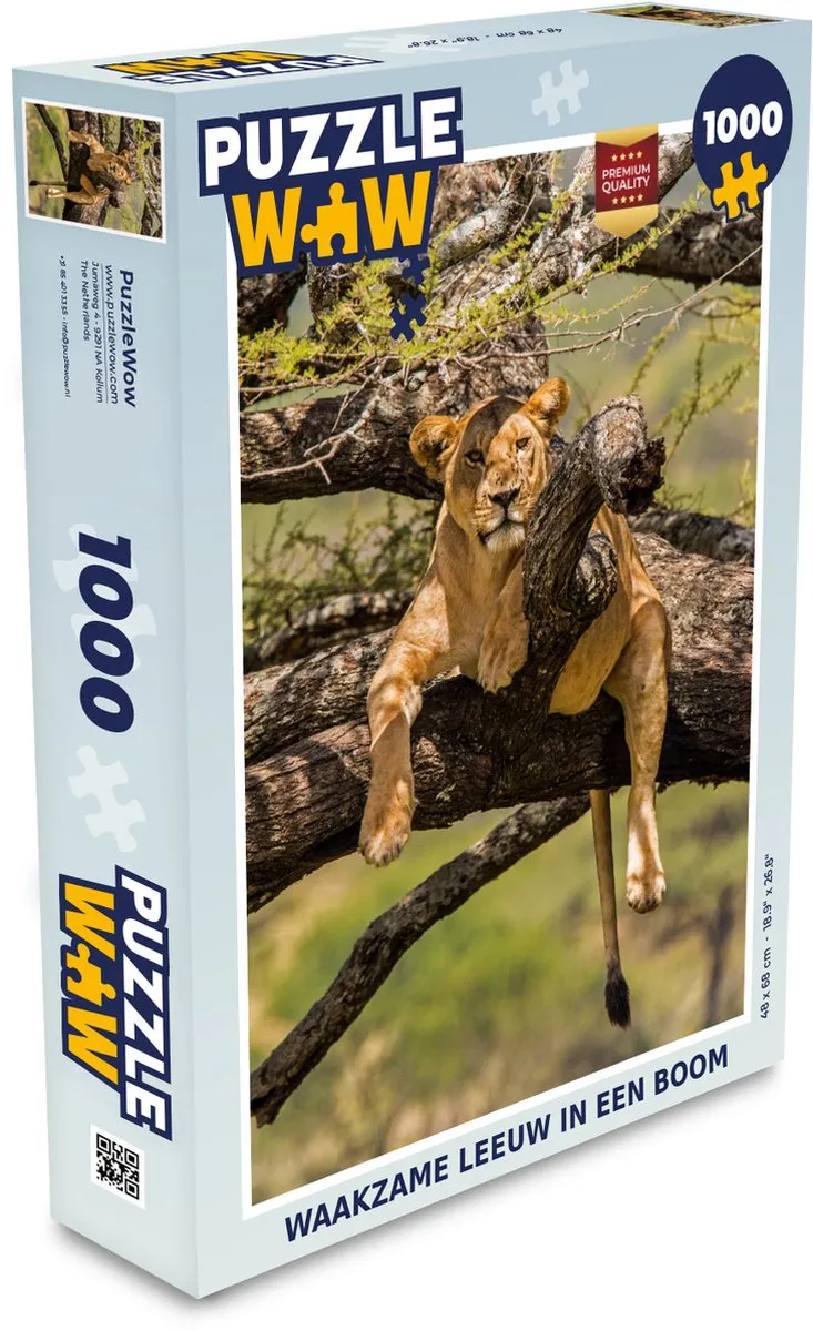 PuzzleWow Leeuw Boom Legpuzzel 1000 Stuks - Multicolor