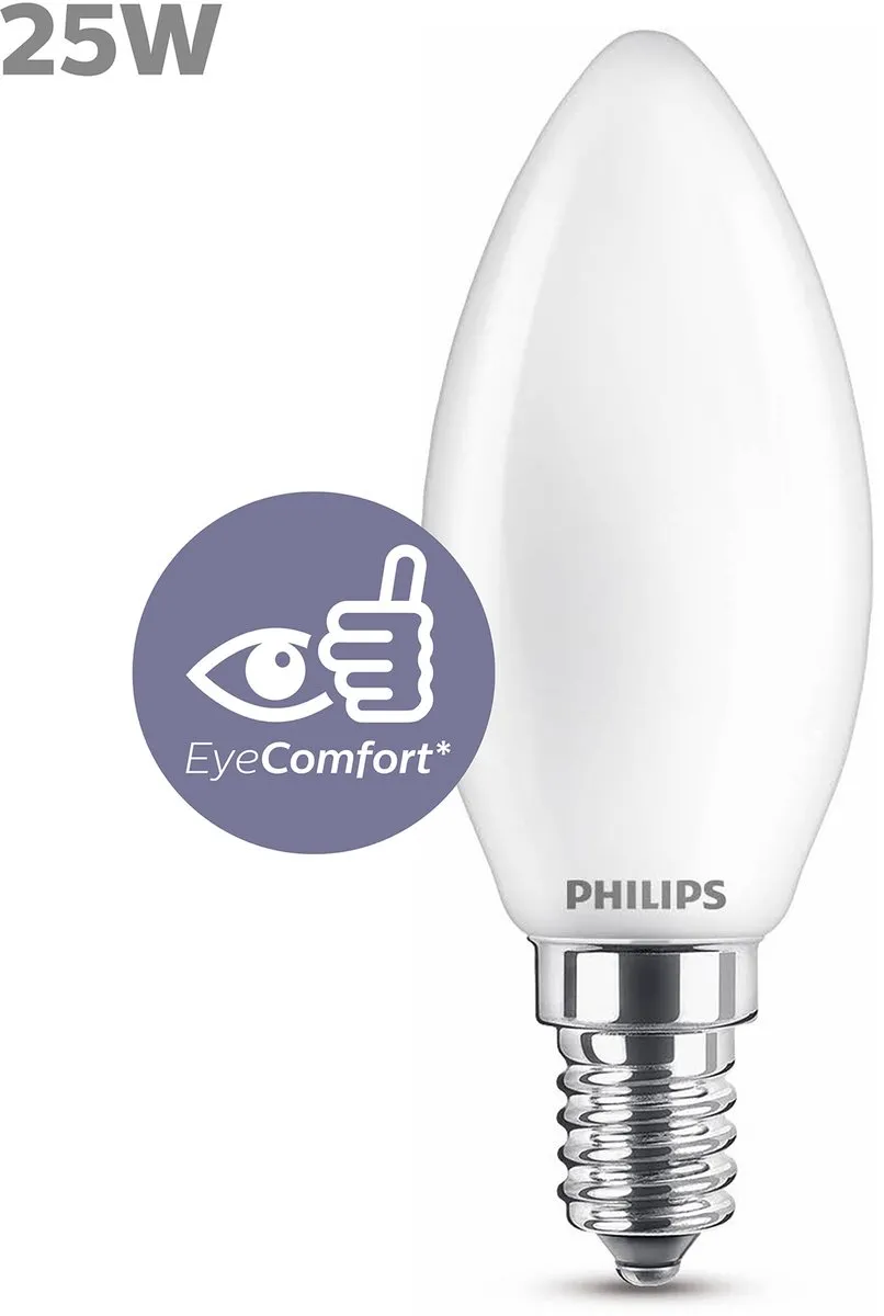 Philips LED Kaarslamp E14 2.2W Koelwit Mat - 4000K