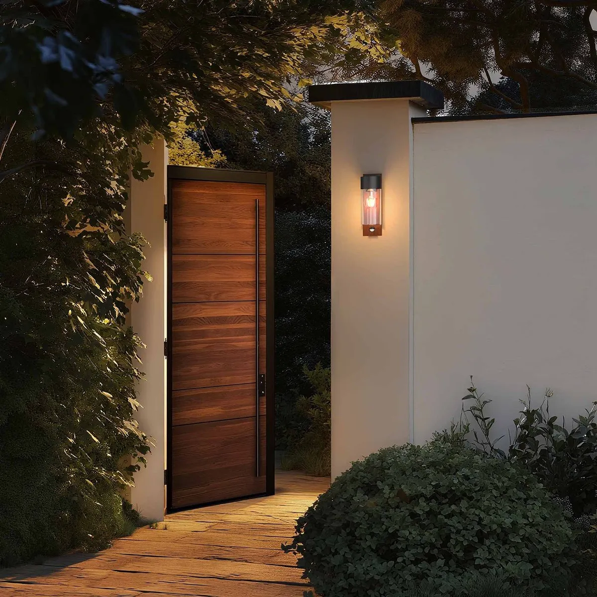 Ledvion Wandlamp Buiten Sensor Hout E27 40W IP44