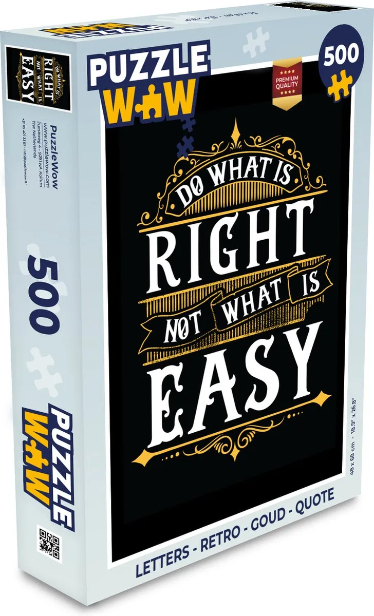 PuzzleWow Retro Quote Legpuzzel 500 Stuks - Multicolor