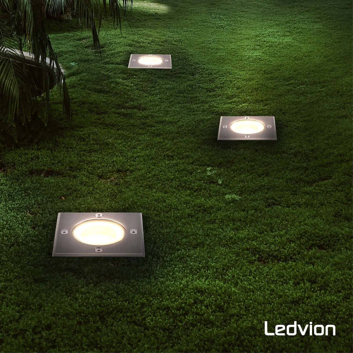 Ledvion LED Grondspot 9x - 5W 2700K GU10 IP67 - Geborsteld RVS