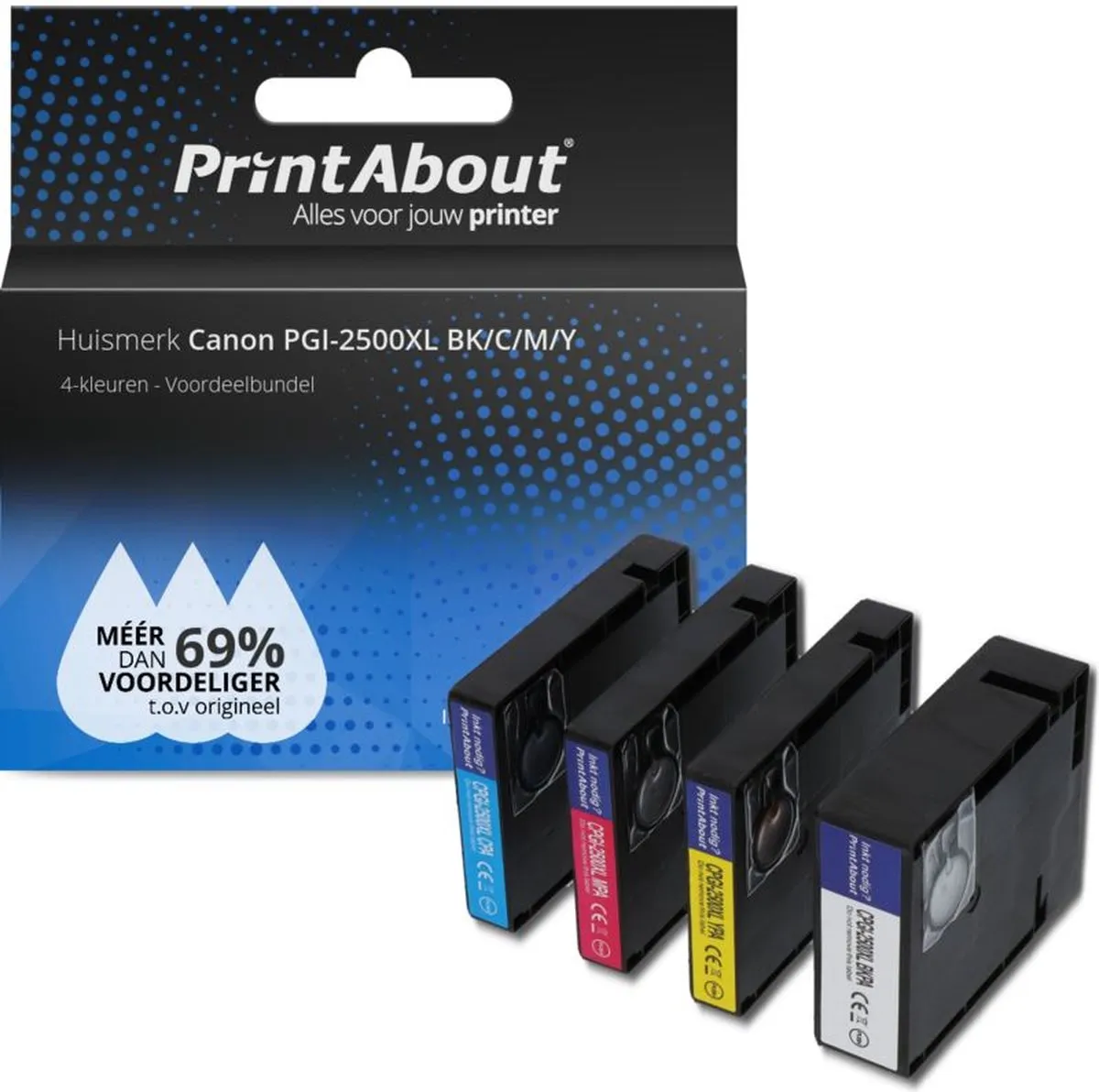 PrintAbout PGI-2500XL BK/C/M/Y-PA2 Inktcartridge