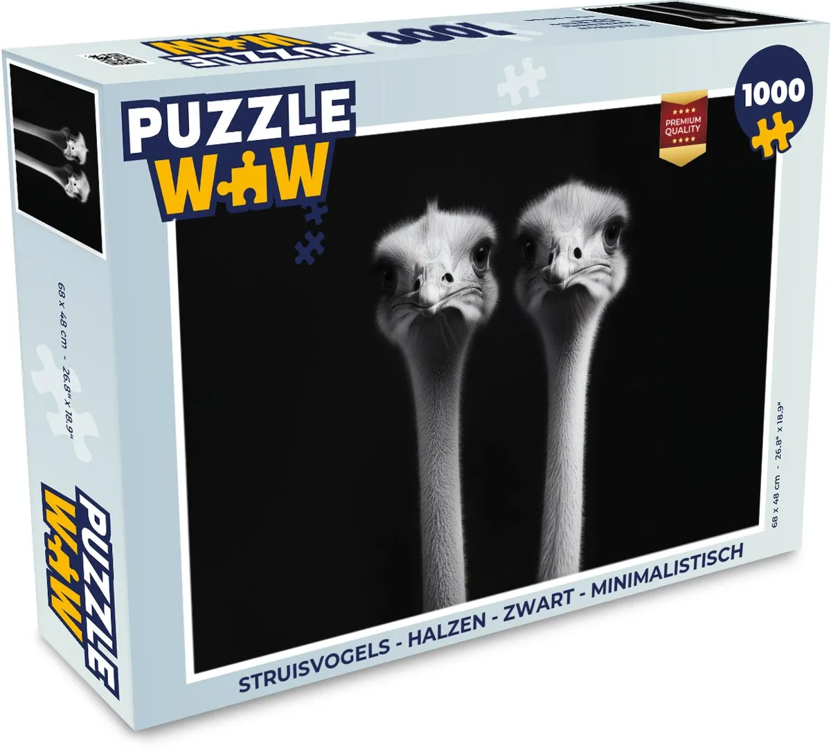 PuzzleWow Struisvogels Halzen - 1000 Stuks - Zwart