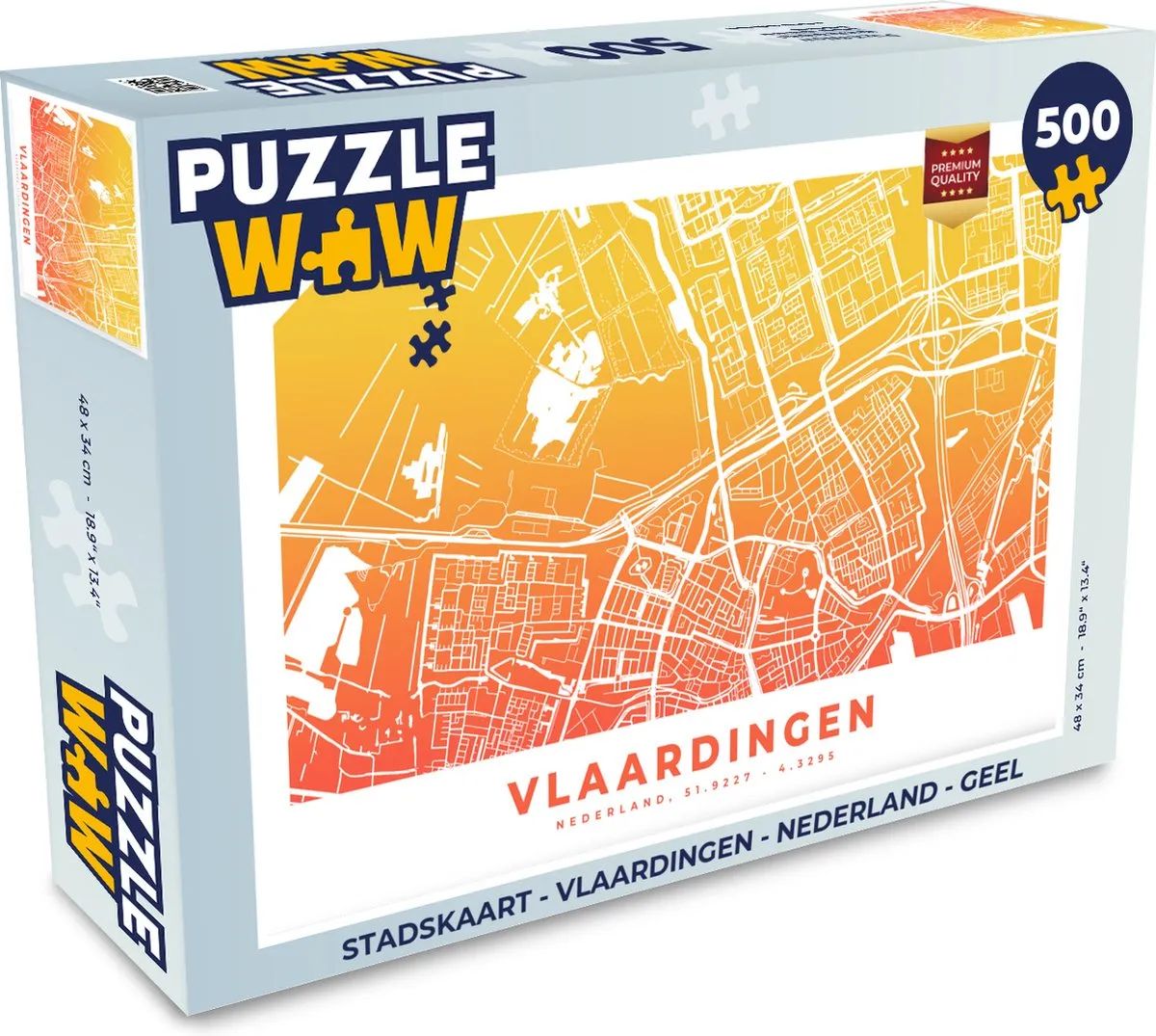 PuzzleWow Stadskaart Vlaardingen Legpuzzel 500 Stuks - Multicolor